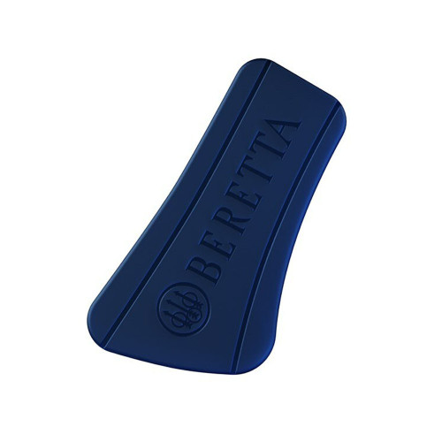 Navy blue Beretta recoil reducer, angled view, with logo and text detail.