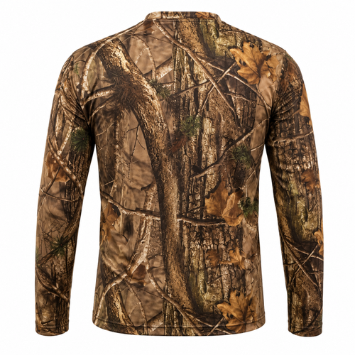 Wildfowler Long Sleeve Poly Quick Dry T-Shirt-Nature Brown- Back