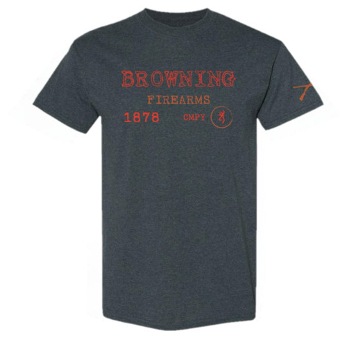 Browning Firearms Text Tee- Gray   Browning Firearms Text Tee- Gray