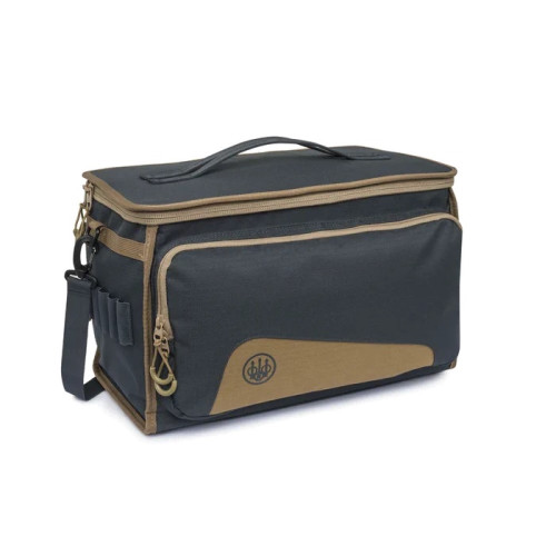 Ebony and otter Beretta GameKeeper EVO cartridge bag, rectangular shape, carrying handle, shoulder strap, side pockets.