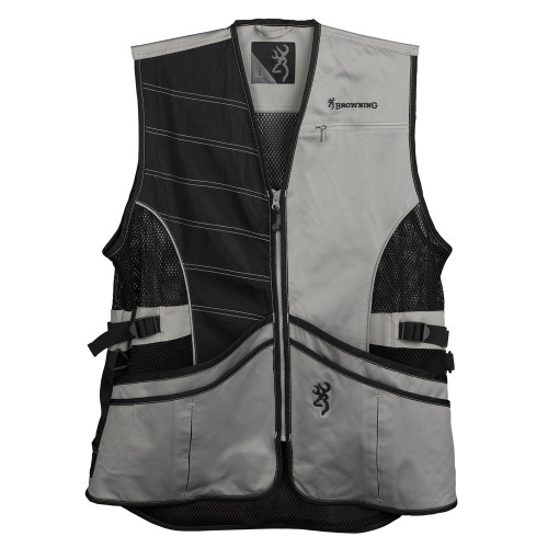 Browning Ace Shooting Vest-Gray-FRONT Browning Ace Shooting Vest-Gray-FRONT