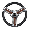 Schmitt Marine Burano Wheel 14" 3\/4" Tapered Shaft Burl Polyurethane w\/Stainless Spoke Includes Center Cap\/Nut [PU105111-04R]