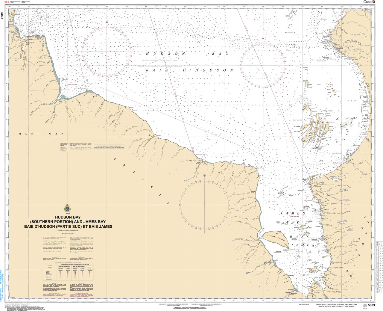 CHS Chart 5003: Hudson Bay (Southern Portion) and James Bay