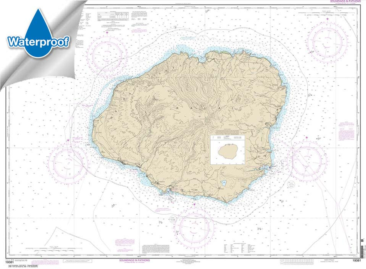 Waterproof NOAA Chart 19381: Island of Kaua'i