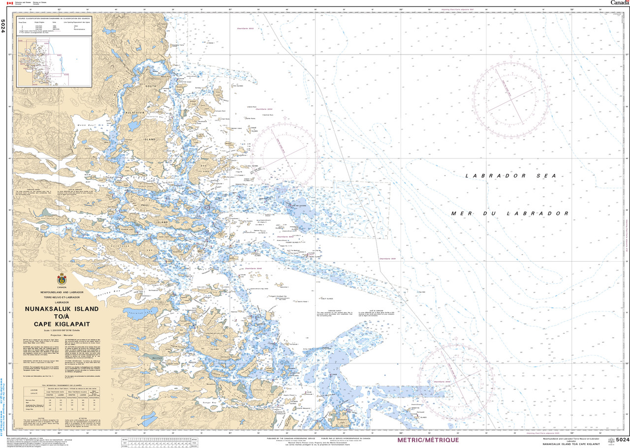 CHS Chart 5024: Nunaksaluk Island to/Ã  Cape Kiglapait