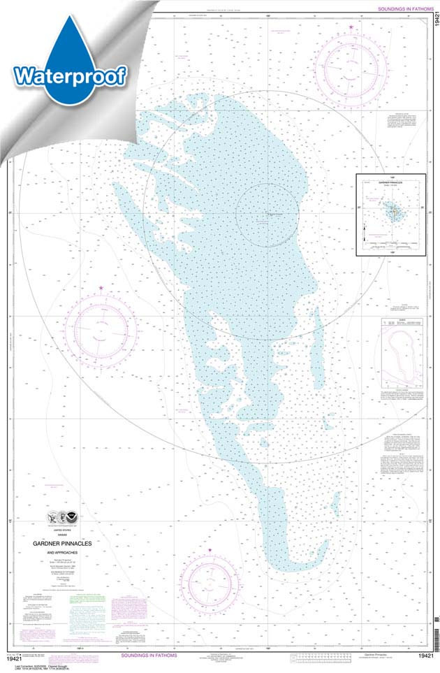 Waterproof HISTORICAL NOAA Chart 19421: Gardner Pinnacles and approaches;Gardner Pinnacles