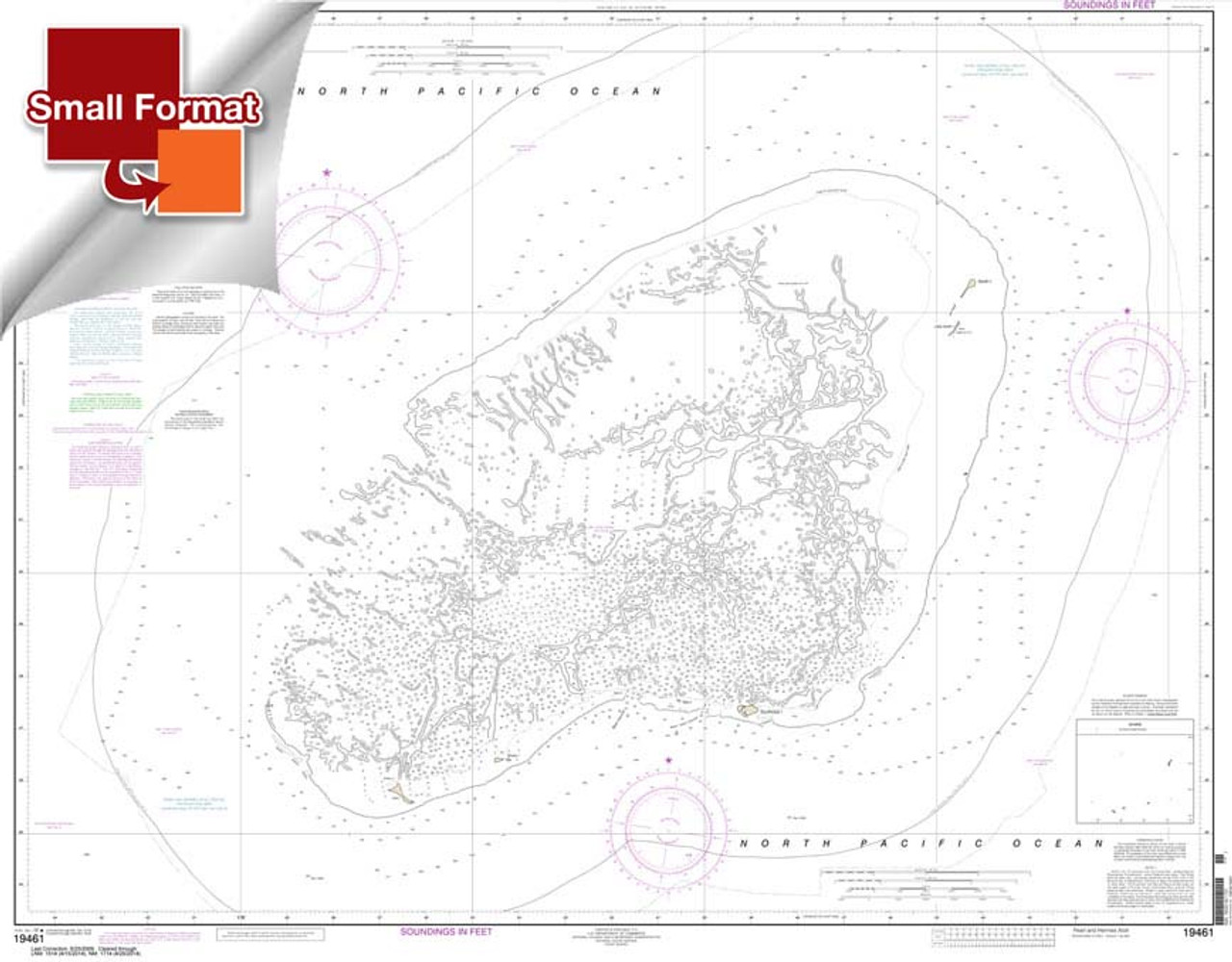 Small Format HISTORICAL NOAA Chart 19461: Pearl and Hermes Atoll