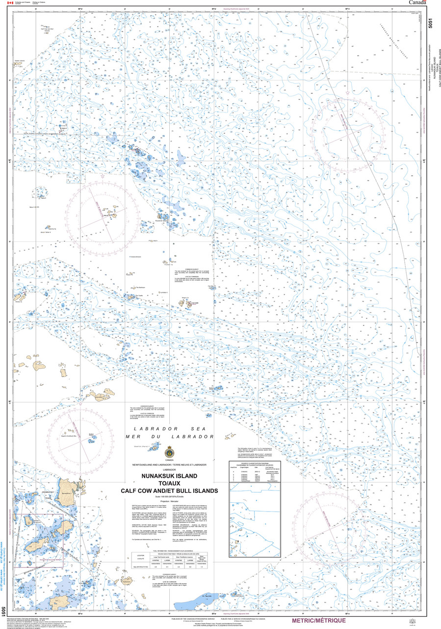 CHS Chart 5051: Nunaksuk Island to/Ã  Calf, Cow and/et Bull Islands