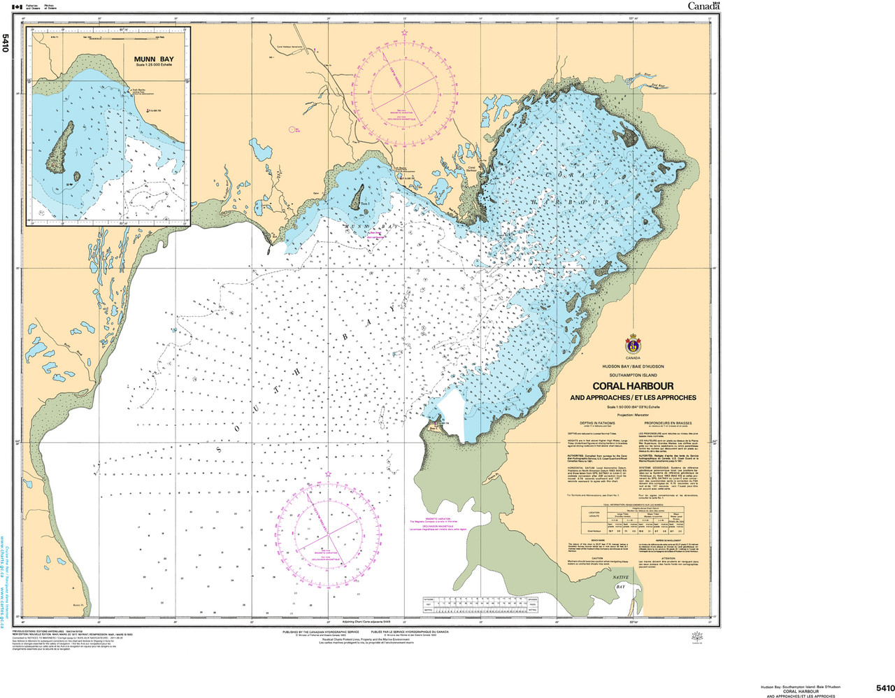 CHS Chart 5410: Coral Harbour and Approaches/et les approches