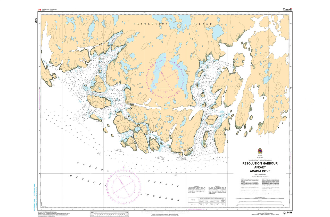 CHS Chart 5459: Resolution Harbour and/et Acadia Cove