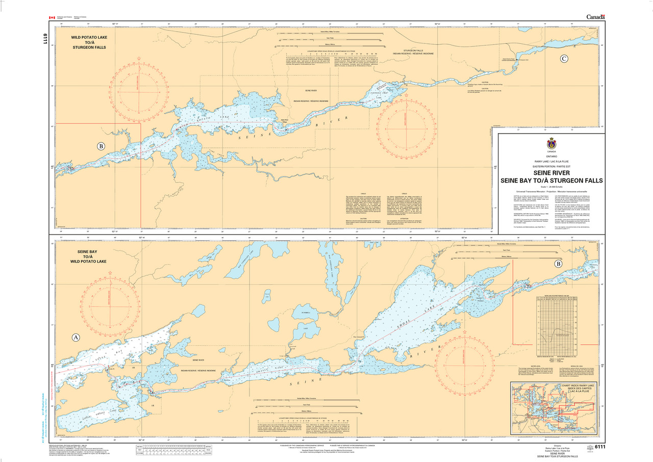 CHS Chart 6111: Rainy Lake/Lac Ã  la Pluie Eastern Portion/Partie Est Seine River Seine Bay to/Ã  Sturgeon Falls
