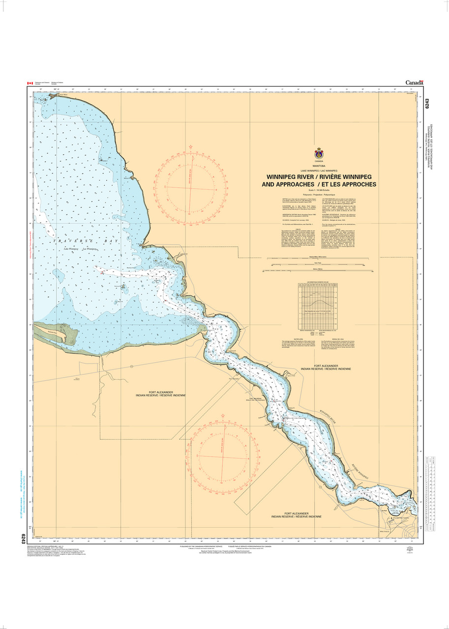 CHS Chart 6243: Winnipeg River/RiviÃ¨re Winnipeg and Approaches/et les Approches