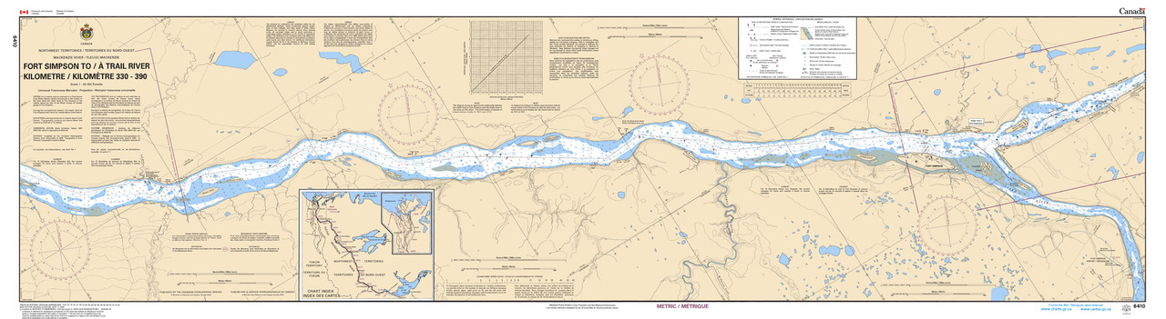 CHS Chart 6410: Fort Simpson to/Ã  Trail River Kilometre 330 / Kilometre 390