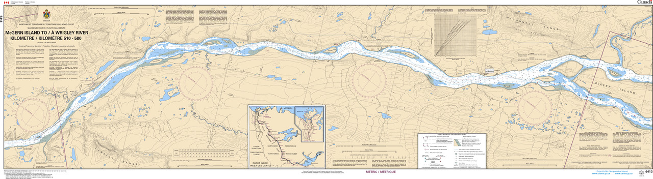 CHS Chart 6413: McGern Island to/Ã  Wrigley River Kilometre 510 / KilomÃ¨tre 580