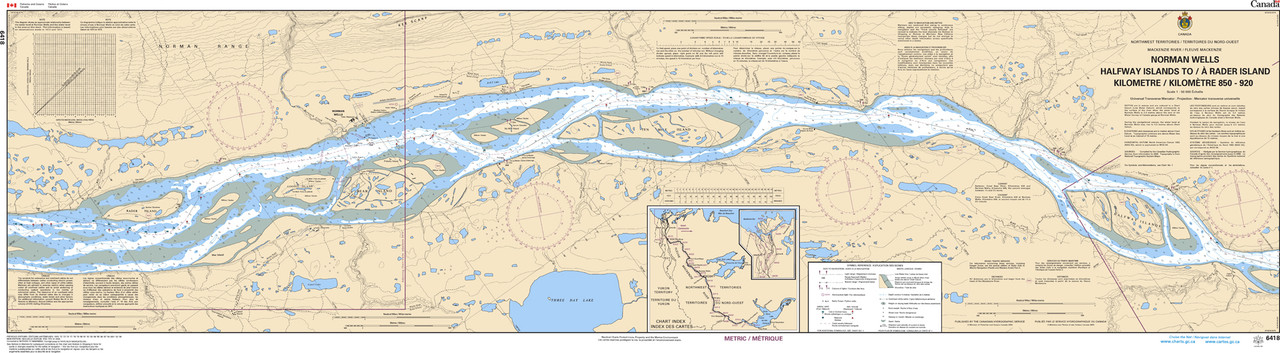 CHS Chart 6418: Norman Wells, Halfway Islands to/Ã  Rader Island Kilometre 850 / KilomÃ¨tre 920