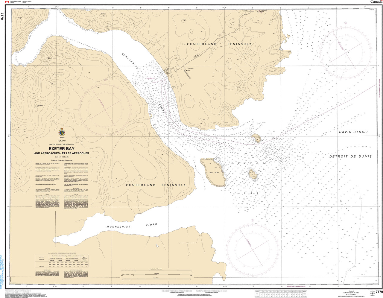 CHS Chart 7170: Exeter Bay and Approaches/et les Approches