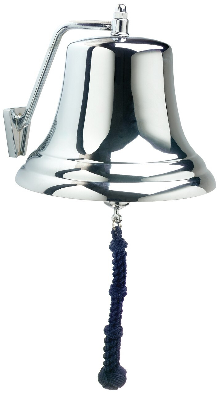 12" Chrome Bell w/ Navy Monkey's Fist Lanyard #12000C