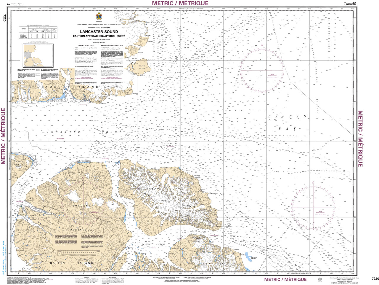 CHS Chart 7220: Lancaster Sound, Eastern Approaches/Approches Est