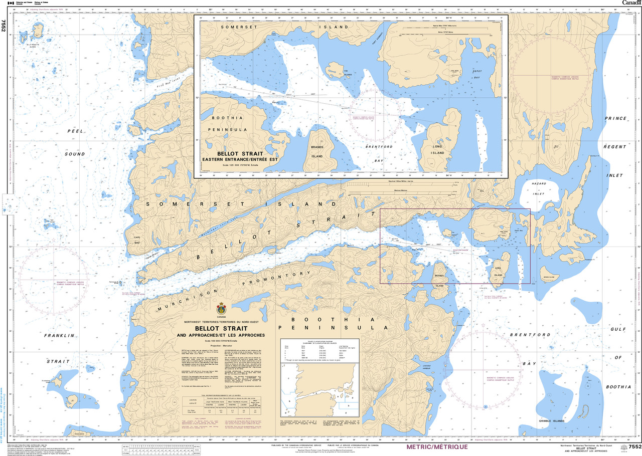 CHS Chart 7552: Bellot Strait and Approaches/et Les Approches