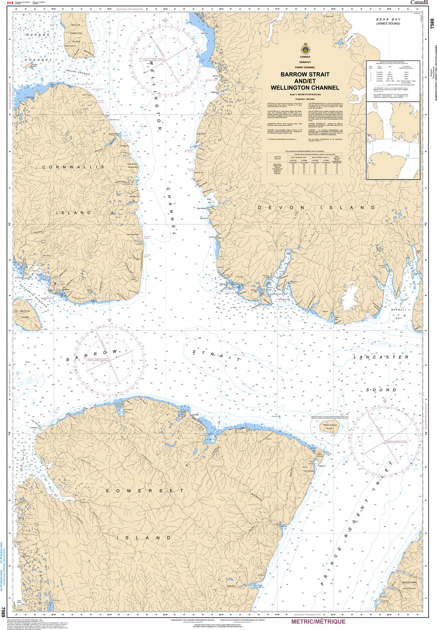 CHS Chart 7569: Barrow Strait and/et Wellington Channel