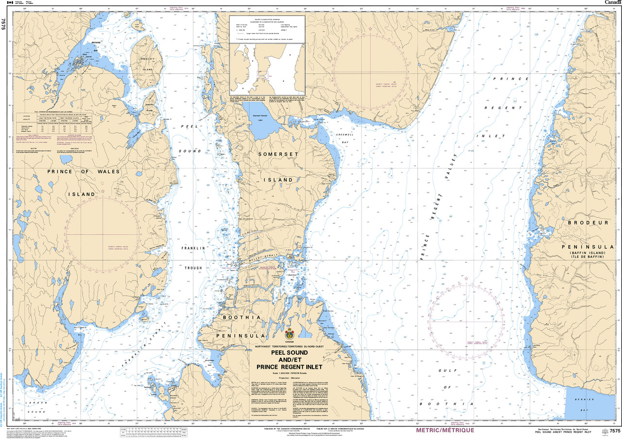 CHS Chart 7575: Peel Sound and/et Prince Regent Inlet