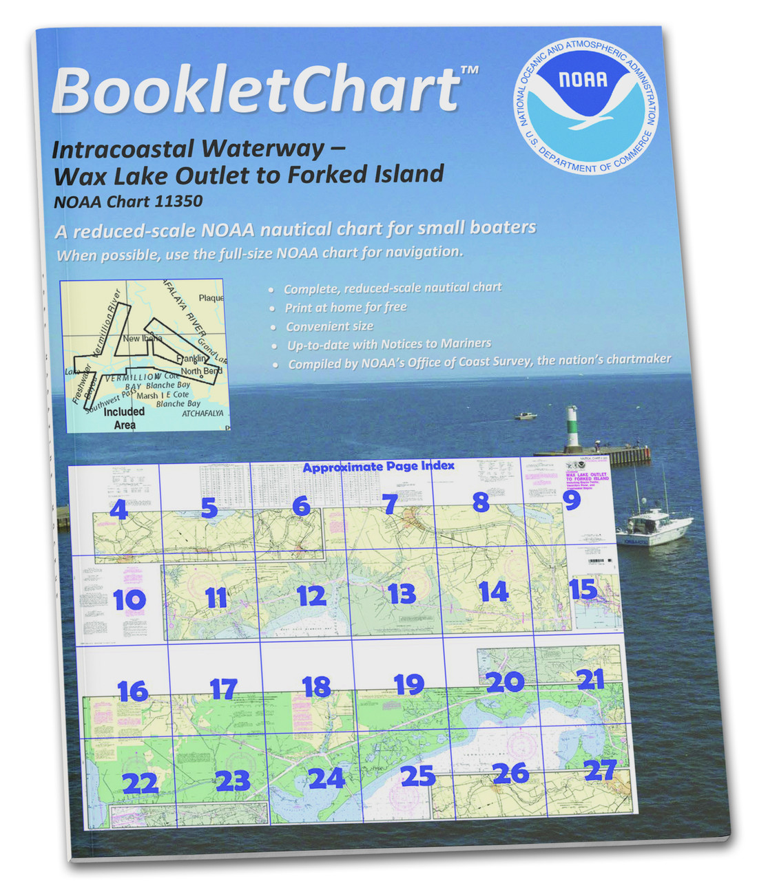 NOAA Booklet Chart 11350: Intracoastal Waterway Wax Lake Outlet to Forked Island, etc.