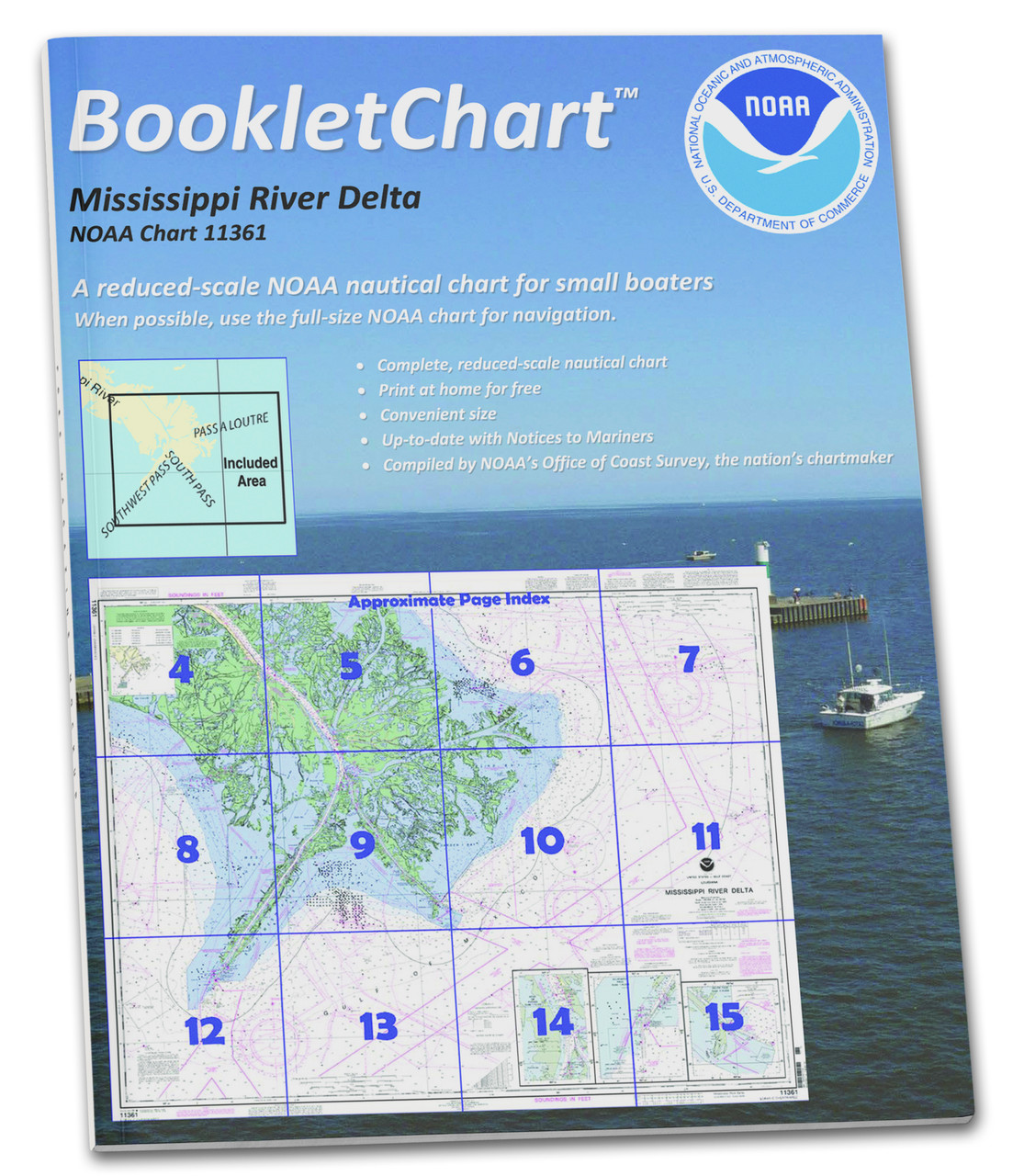 NOAA Booklet Chart 11361: Mississippi River Delta;Southwest Pass;South Pass;Head of Passes