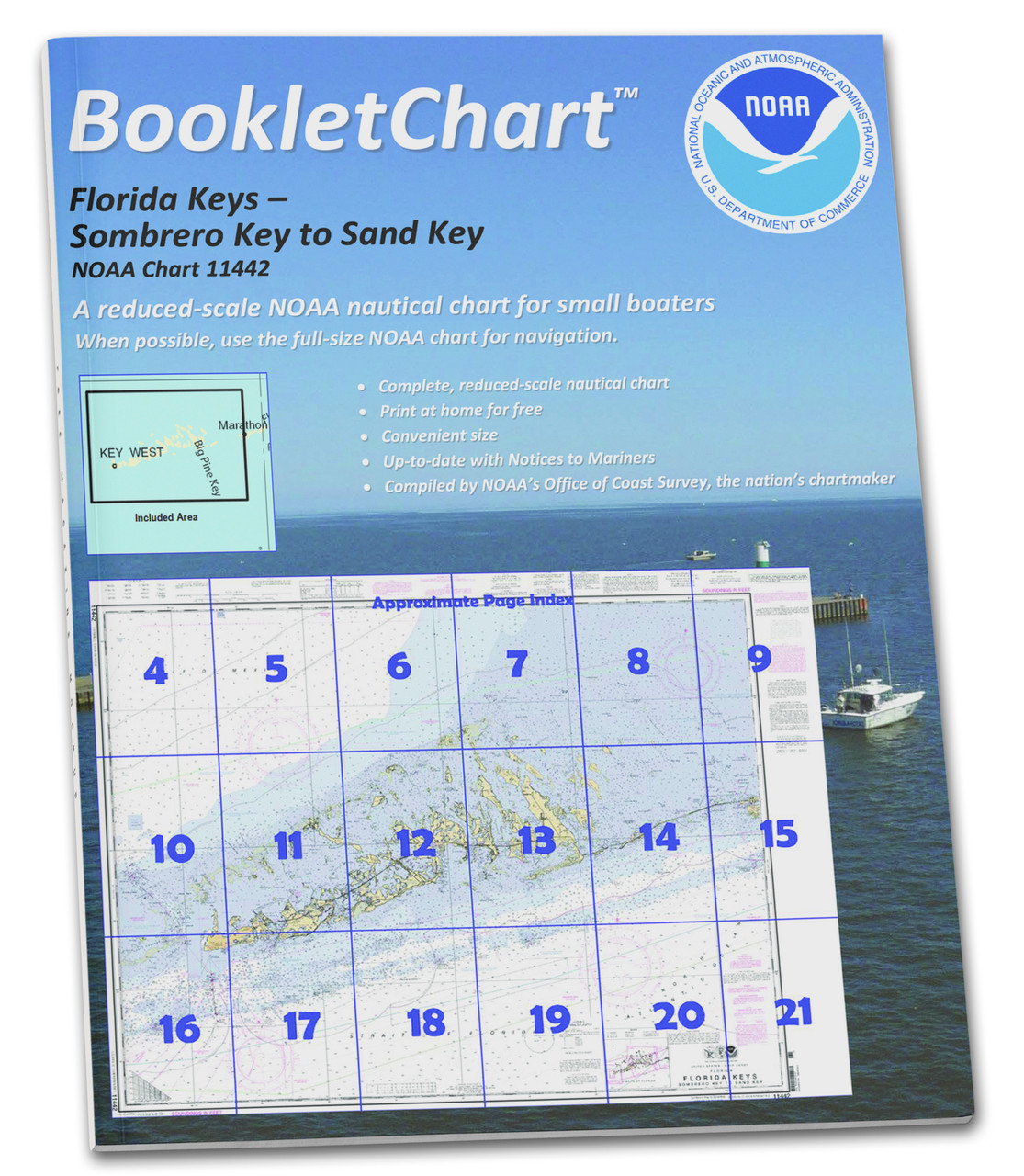 NOAA BookletChart 11442: Florida Keys Sombrero Key to Sand Key, Handy 8.5" x 11" Size. Paper Chart Book Designed for use Aboard Small Craft