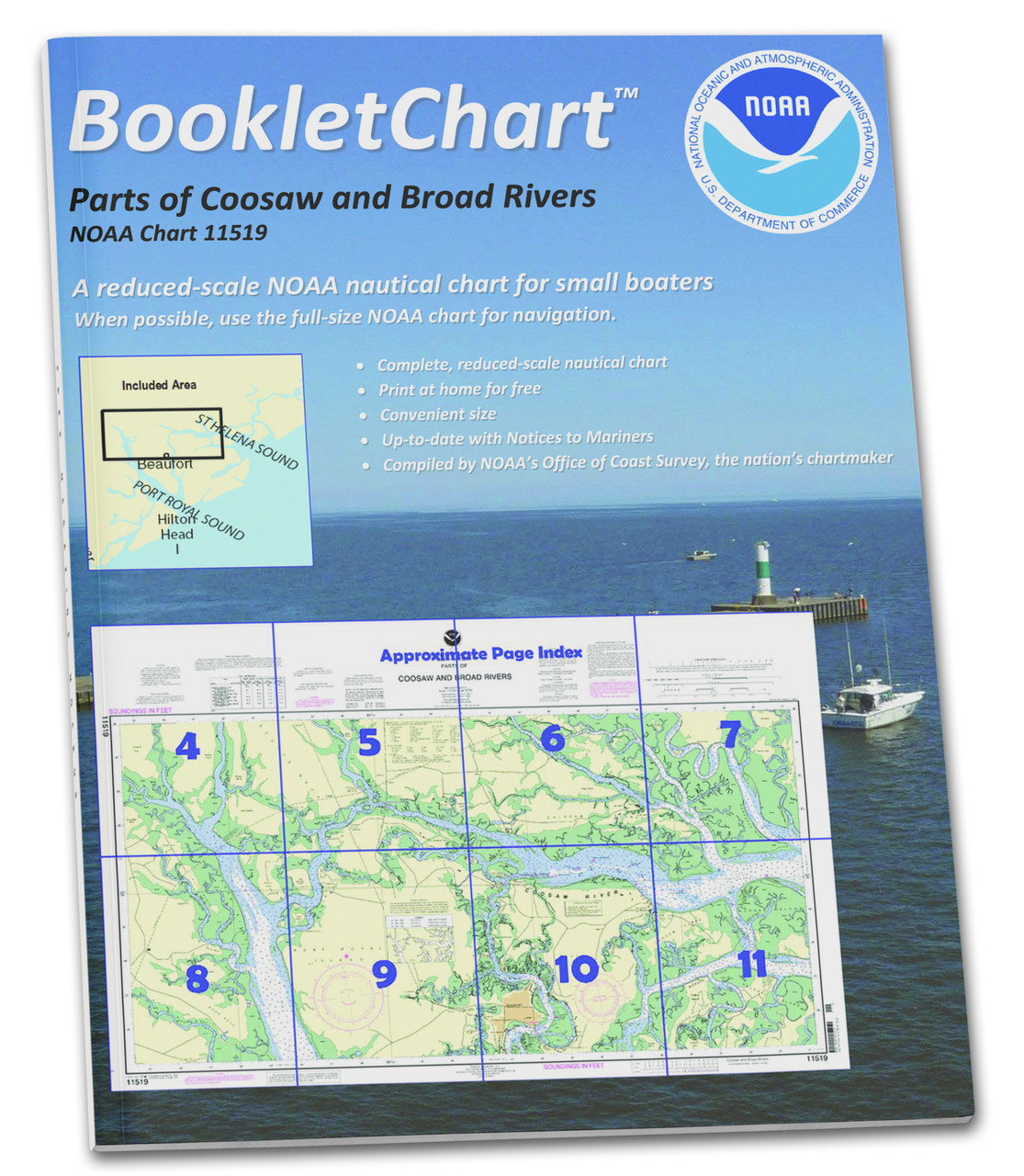 HISTORICAL NOAA Booklet Chart 11519: Parts of Coosaw and Broad Rivers