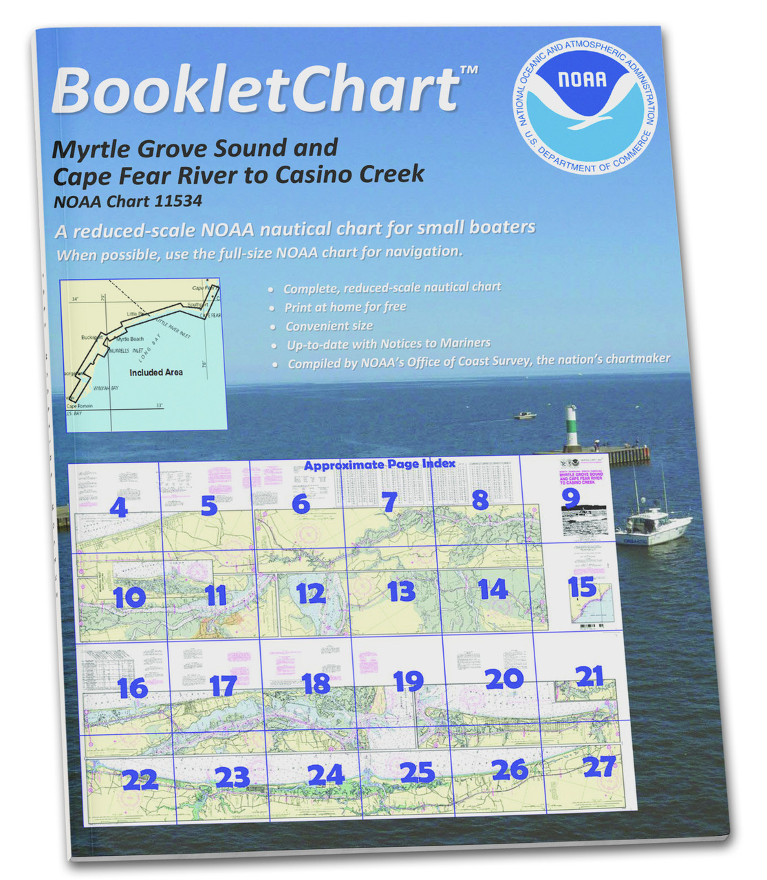 NOAA BookletChart 11534: Intracoastal Waterway Myrtle Grove Sound and Cape Fear River to Casino.