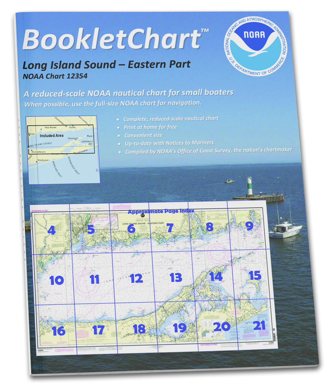 NOAA BookletChart 12354: Long Island Sound Eastern Part, Handy 8.5" x 11" Size. Paper Chart Book Designed for use Aboard Small Craft