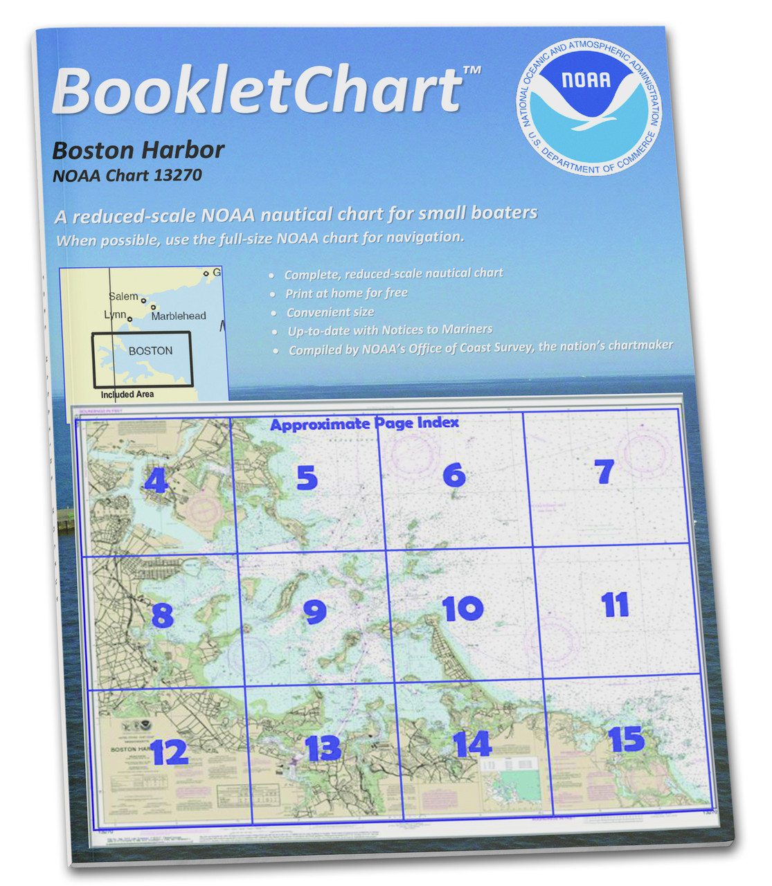 NOAA BookletChart 13270: Boston Harbor, Handy 8.5" x 11" Size. Paper Chart Book Designed for use Aboard Small Craft