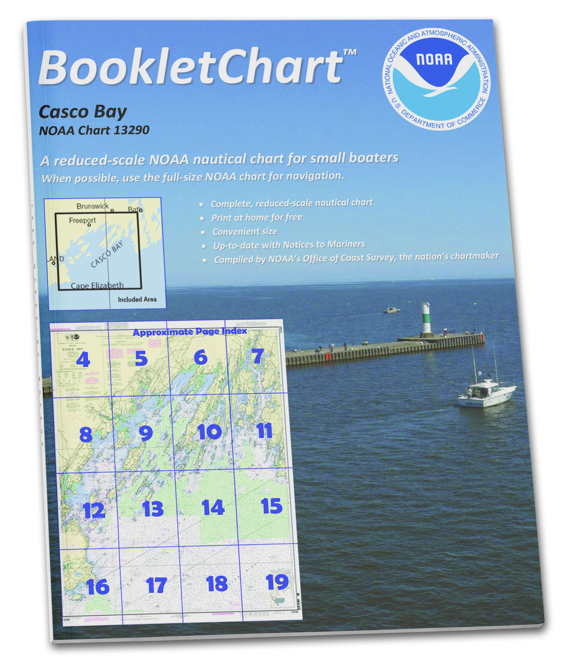 NOAA BookletChart 13290: Casco Bay, Handy 8.5" x 11" Size. Paper Chart Book Designed for use Aboard Small Craft