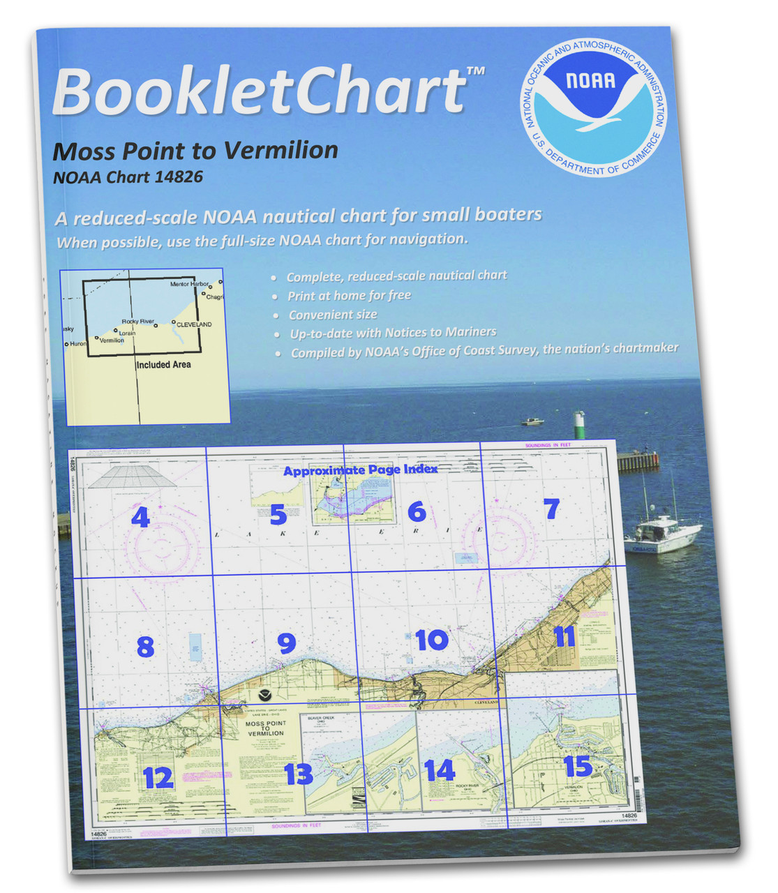 HISTORICAL NOAA BookletChart 14826: Moss Point to Vermilion;Beaver Creek;Vermilion Harbor;Rocky River