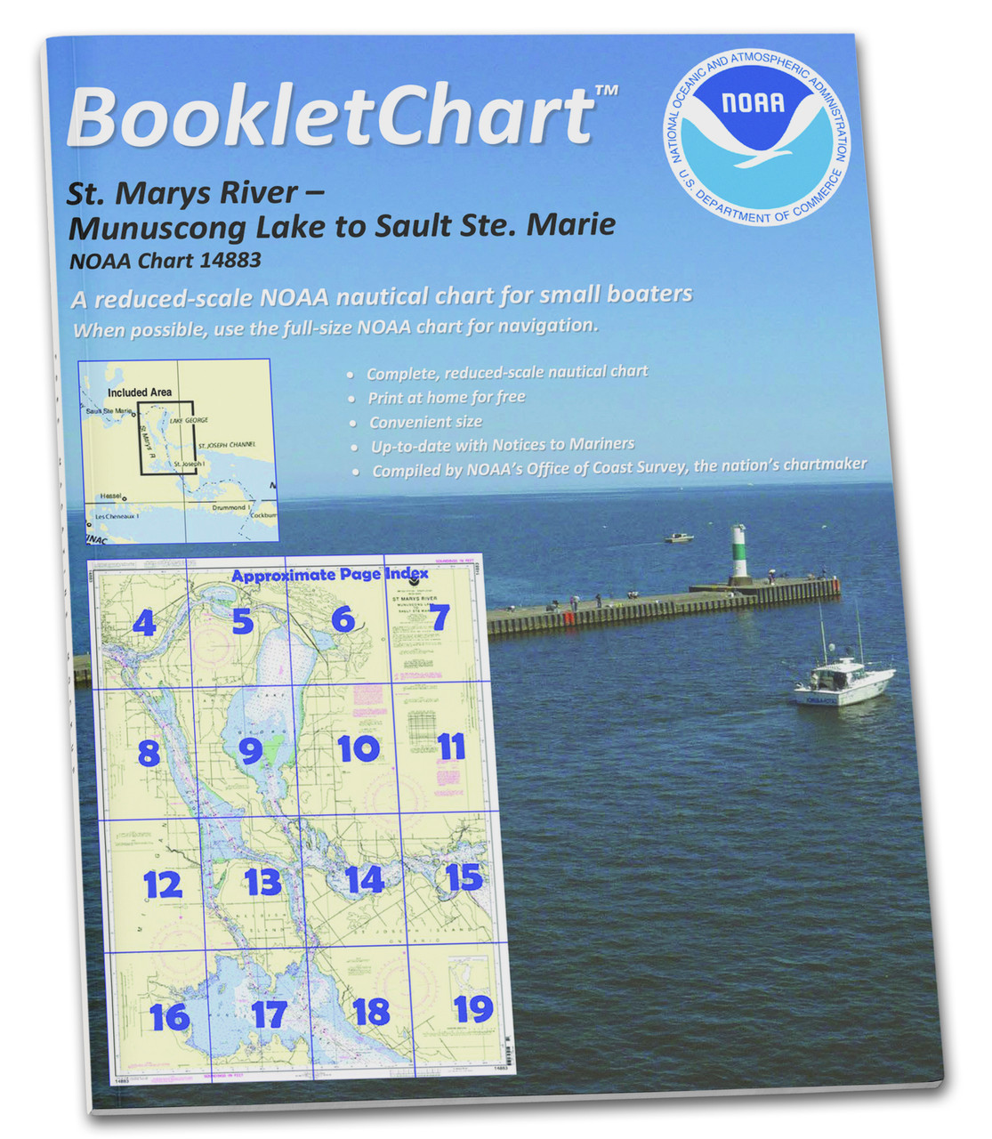 HISTORICAL NOAA BookletChart 14883: St. Marys River - Munuscong Lake to Sault Ste. Marie