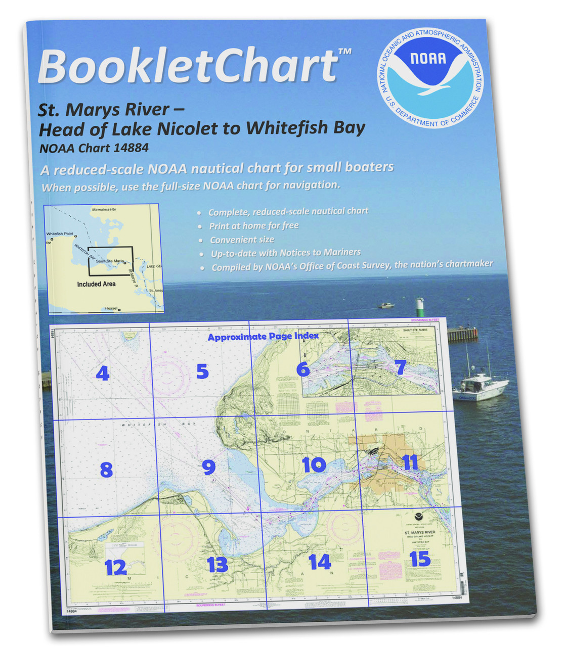 HISTORICAL NOAA BookletChart 14884: St. Marys River - Head of Lake Nicolet to Whitefish Bay;Sault Ste. Mar.