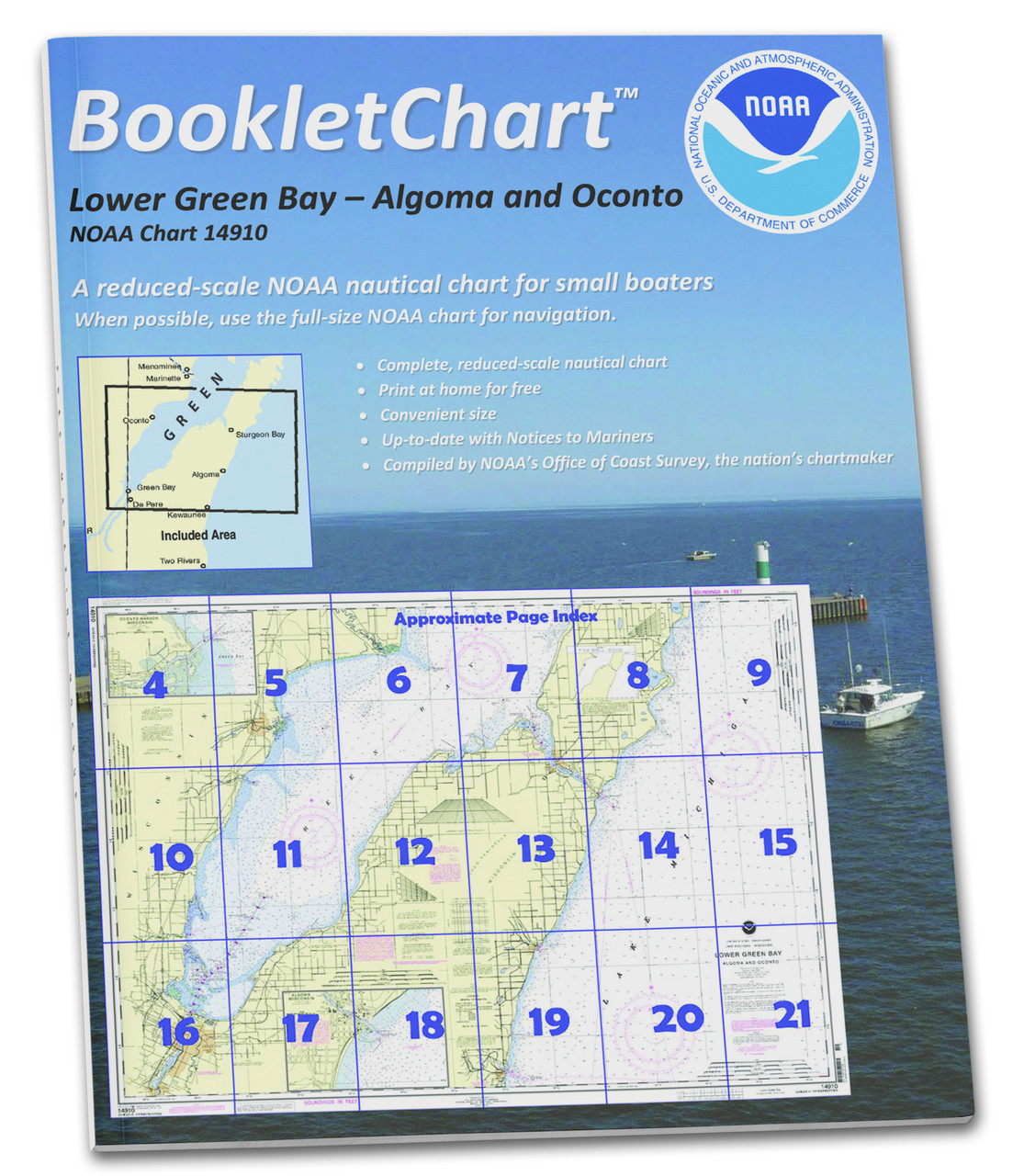 HISTORICAL NOAA BookletChart 14910: Lower Green Bay;Oconto Harbor;Algoma