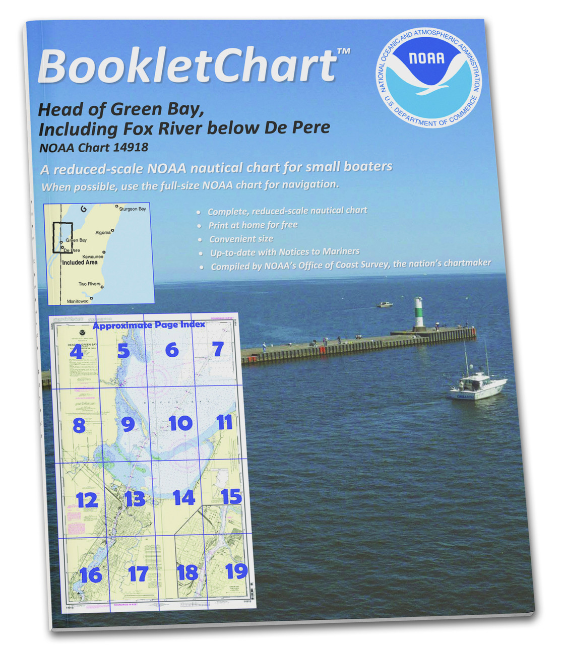 HISTORICAL NOAA BookletChart 14918: Head of Green Bay: Including Fox River Below De Pere;Green Bay
