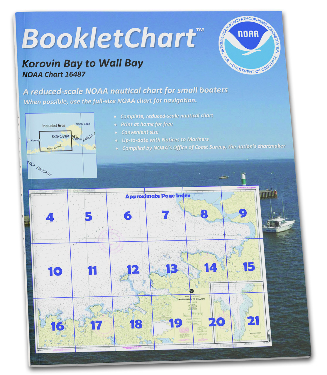 HISTORICAL NOAA Booklet Chart 16487: Korovin Bay to Wall Bay-Atka Island;Martin Harbor