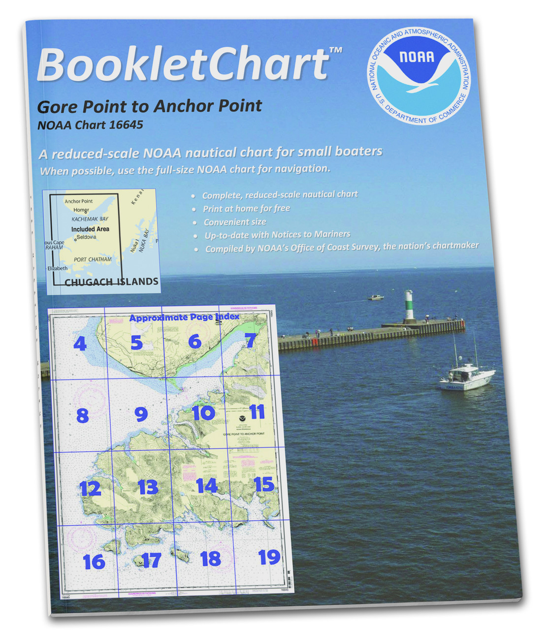 NOAA BookletChart 16645: Gore Point to Anchor Point, Handy 8.5" x 11" Size. Paper Chart Book Designed for use Aboard Small Craft