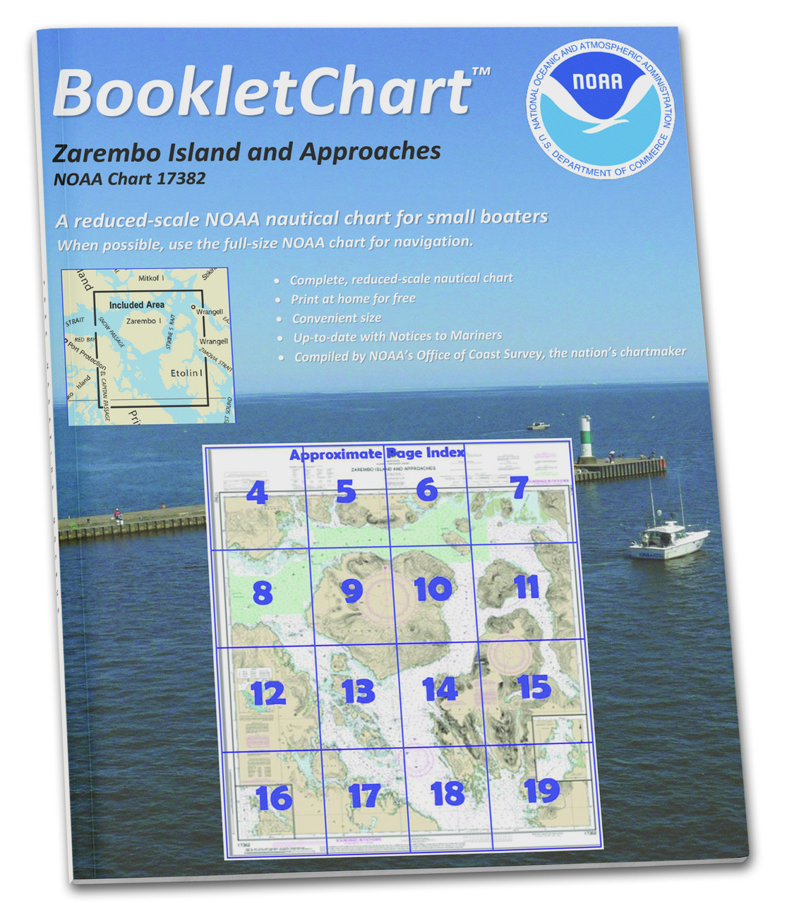 NOAA BookletChart 17382: Zarembo Island and approaches;Burnett Inlet: Etolin Island;Steamer Bay.
