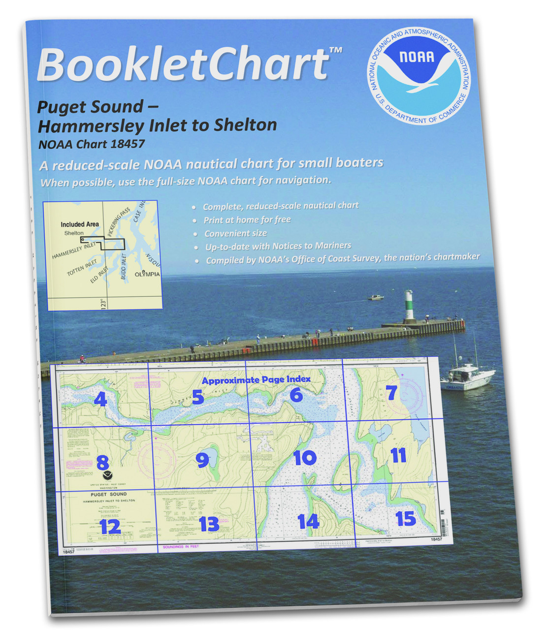 HISTORICAL NOAA BookletChart 18457: Puget Sound-Hammersley Inlet to Shelton