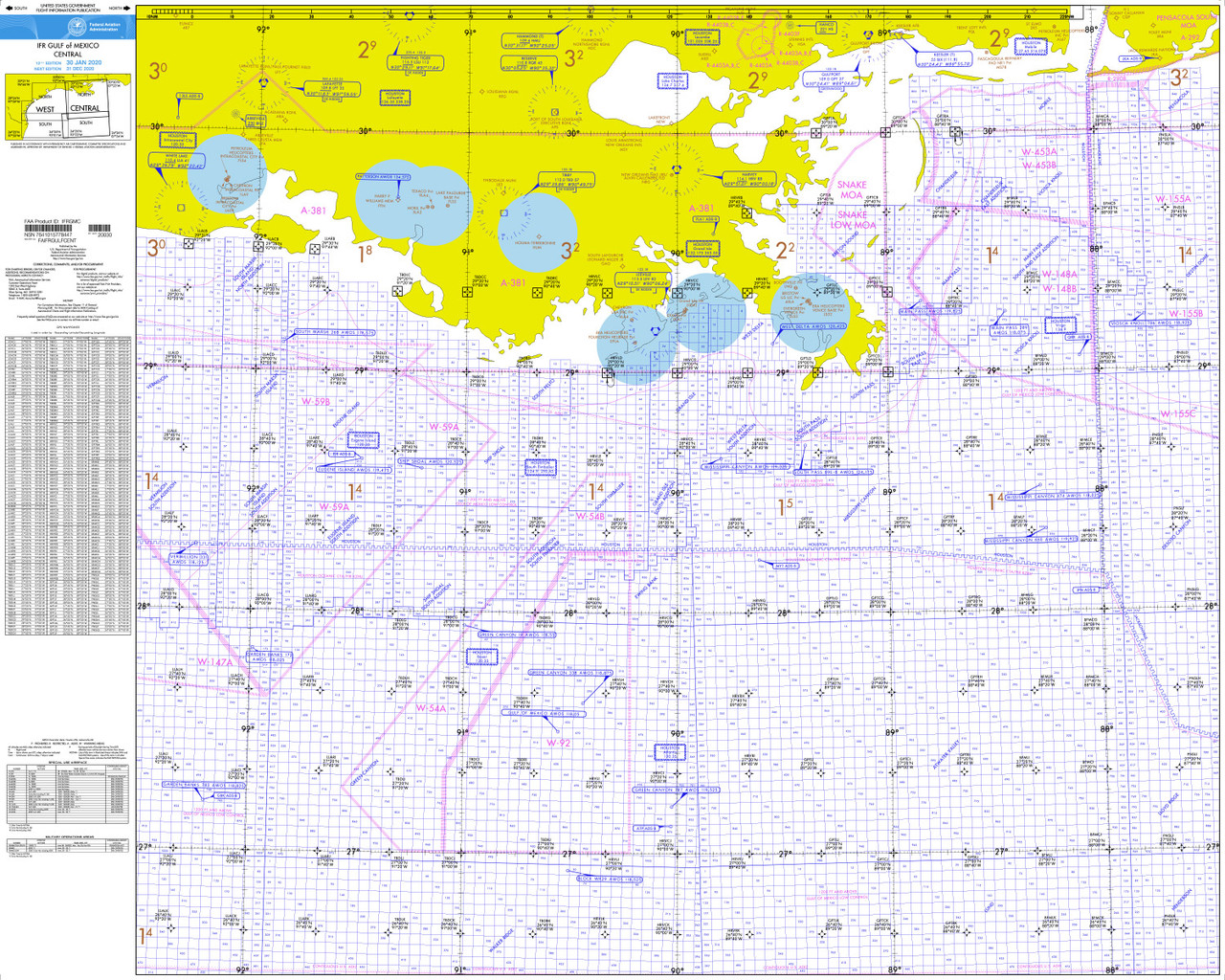 FAA Chart: IFR Gulf of Mexico Central