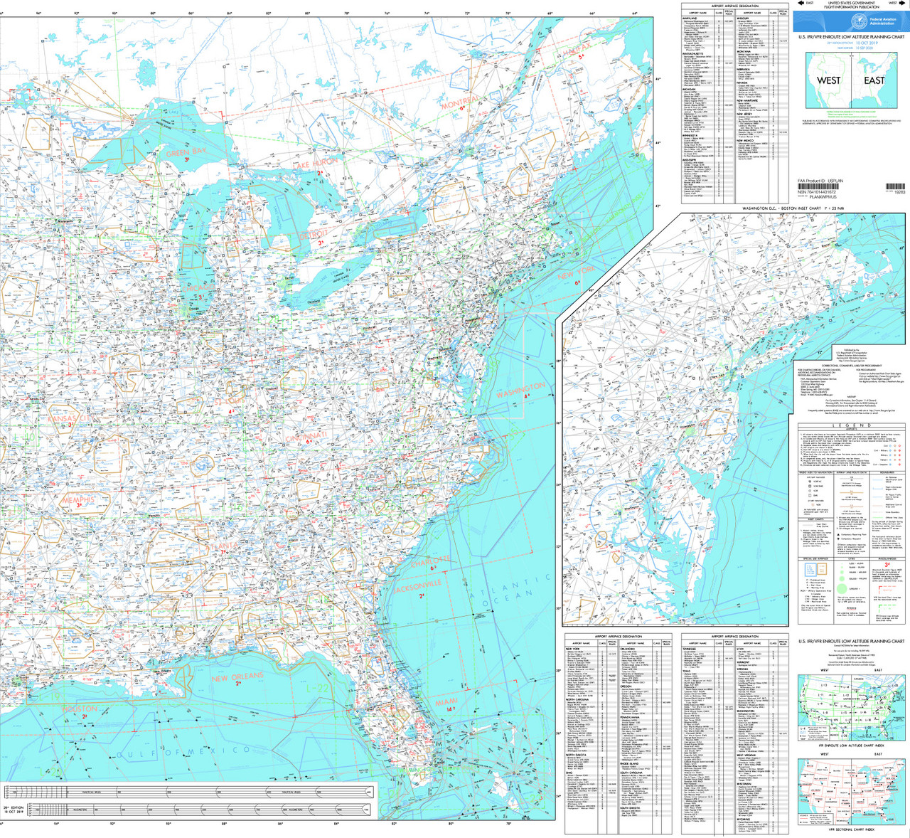 FAA Chart: U.S. IFR/VFR Low Altitude Planning Chart FLAT TWO-SIDED