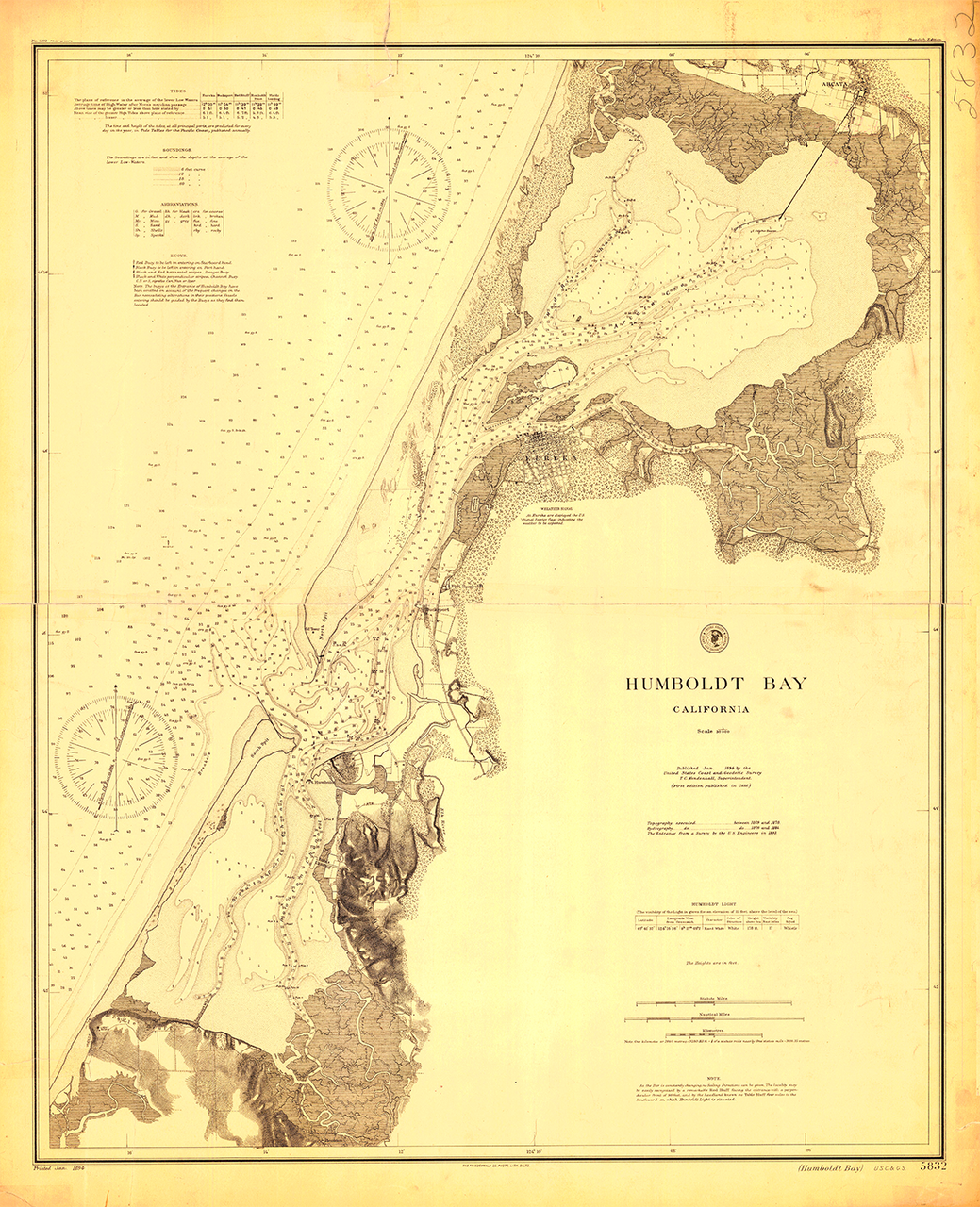 Historical Chart: Humboldt Bay 1894 (29 x 36 inches)