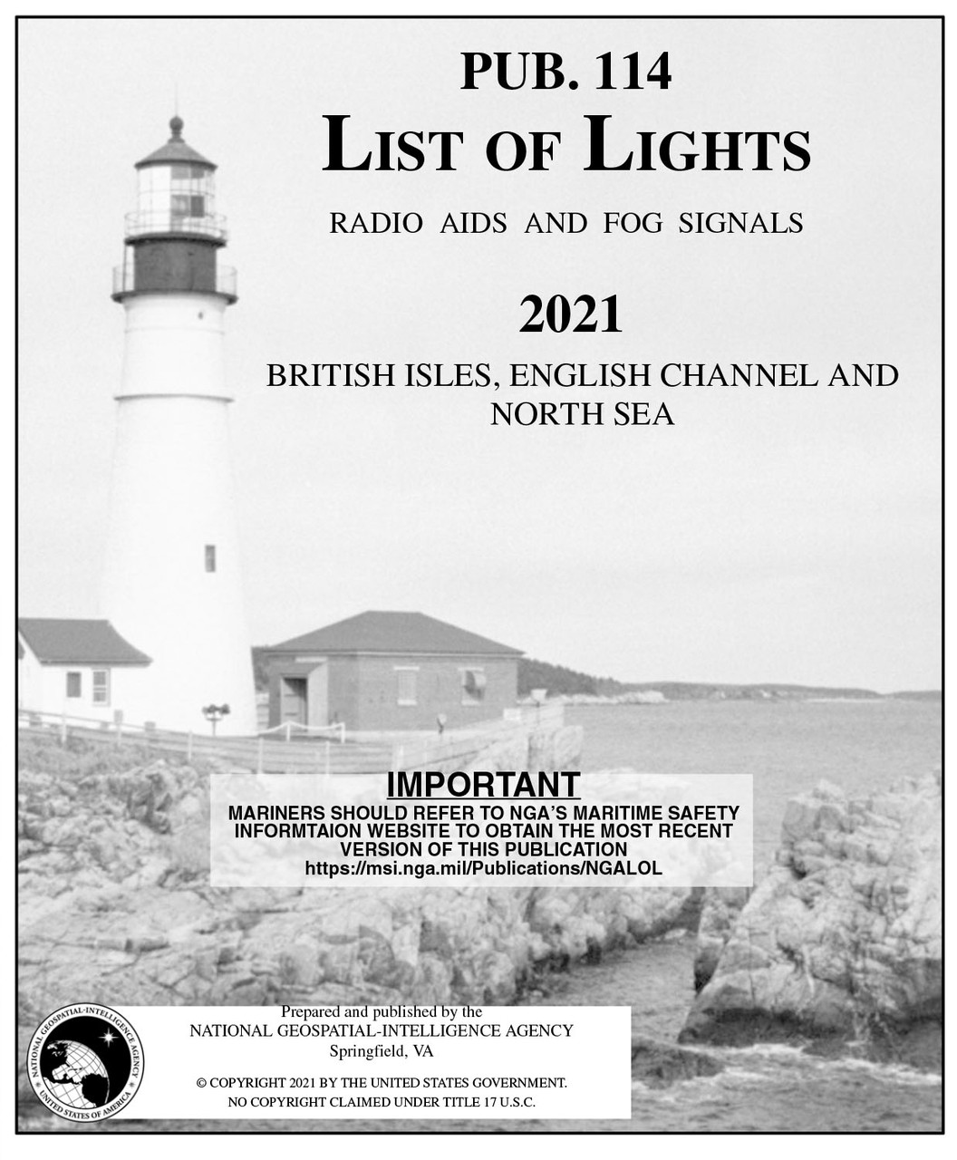 Pub 114 List of Lights: British Isles, English Channel, and North Sea (CURRENT EDITION)