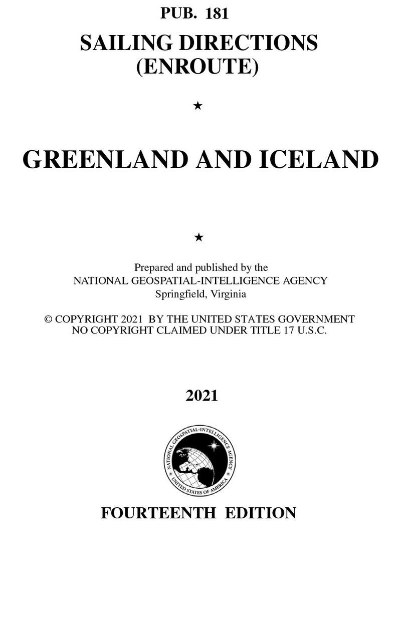 PUB 181 Sailing Directions Enroute: Greenland and Iceland (CURRENT EDITION)