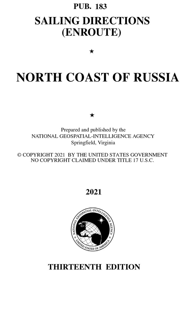 PUB 183 Sailing Directions Enroute: North Coast of Russia (CURRENT EDITION)