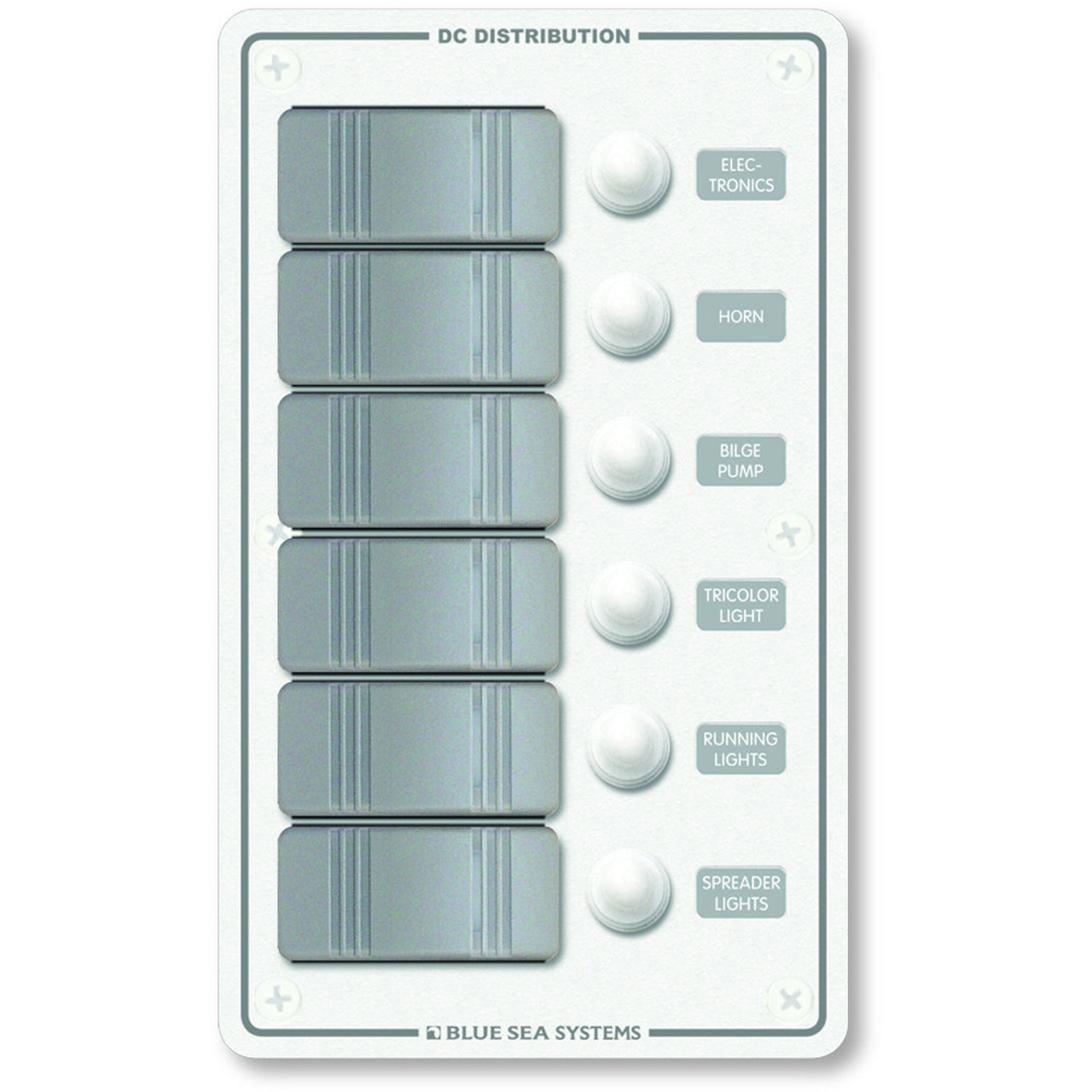 Blue Sea 8273 Water Resistant Panel - 6 Position - White - Vertical [8273]