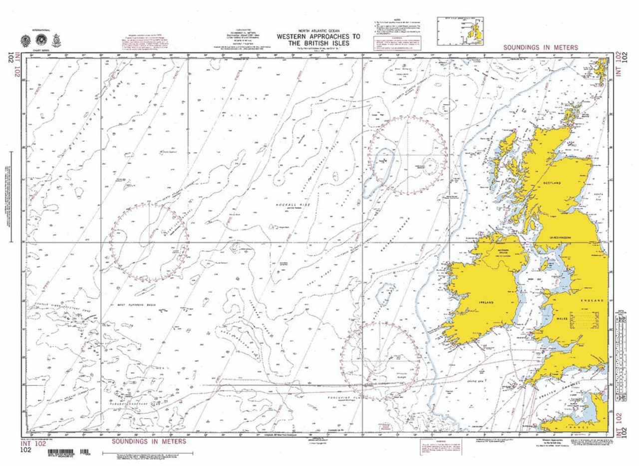 NGA Chart 102: Western Apprs. to the British Isles